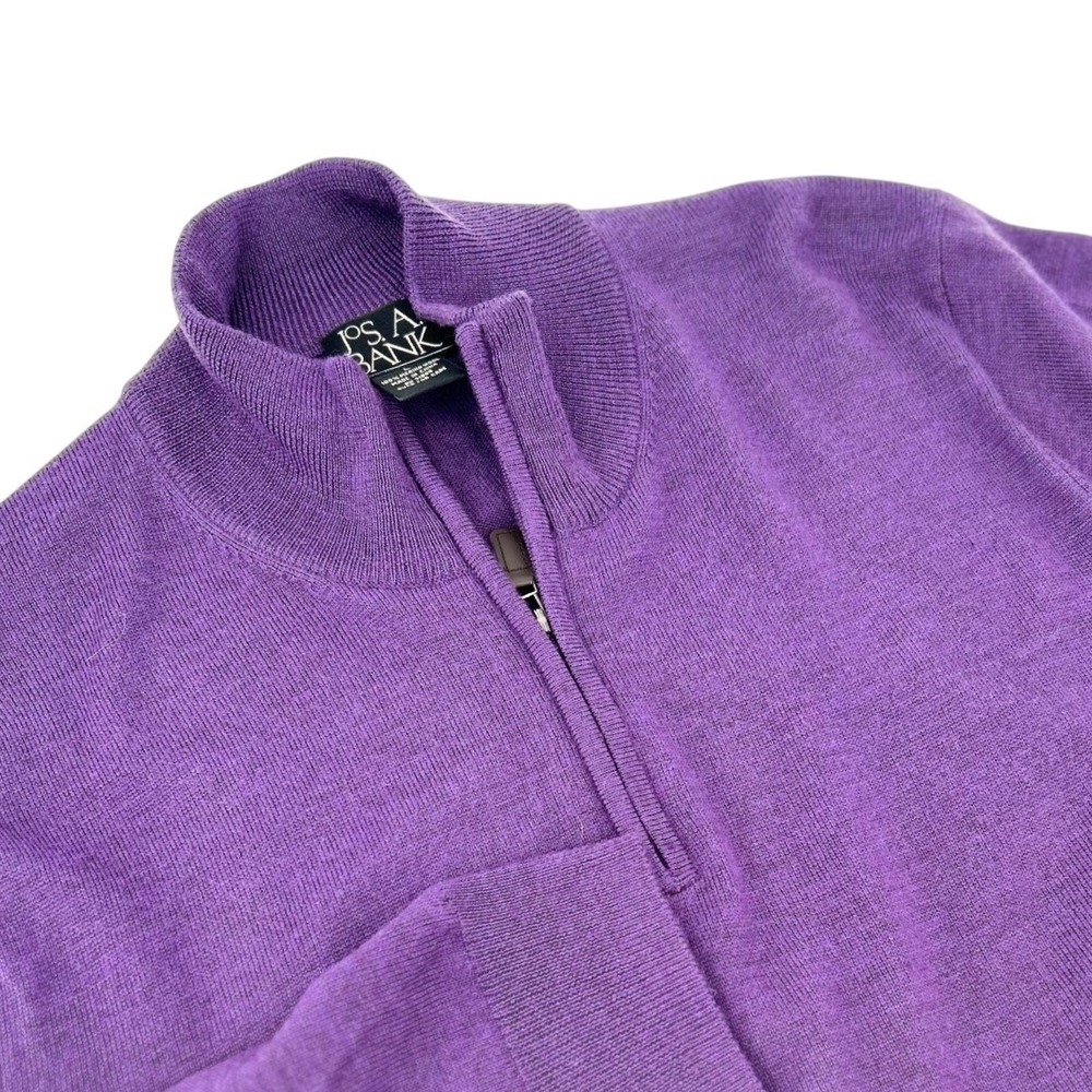 Jos. A. Bank Men's XL Merino Wool Quarter Zip Mock Neck Pullover Purple